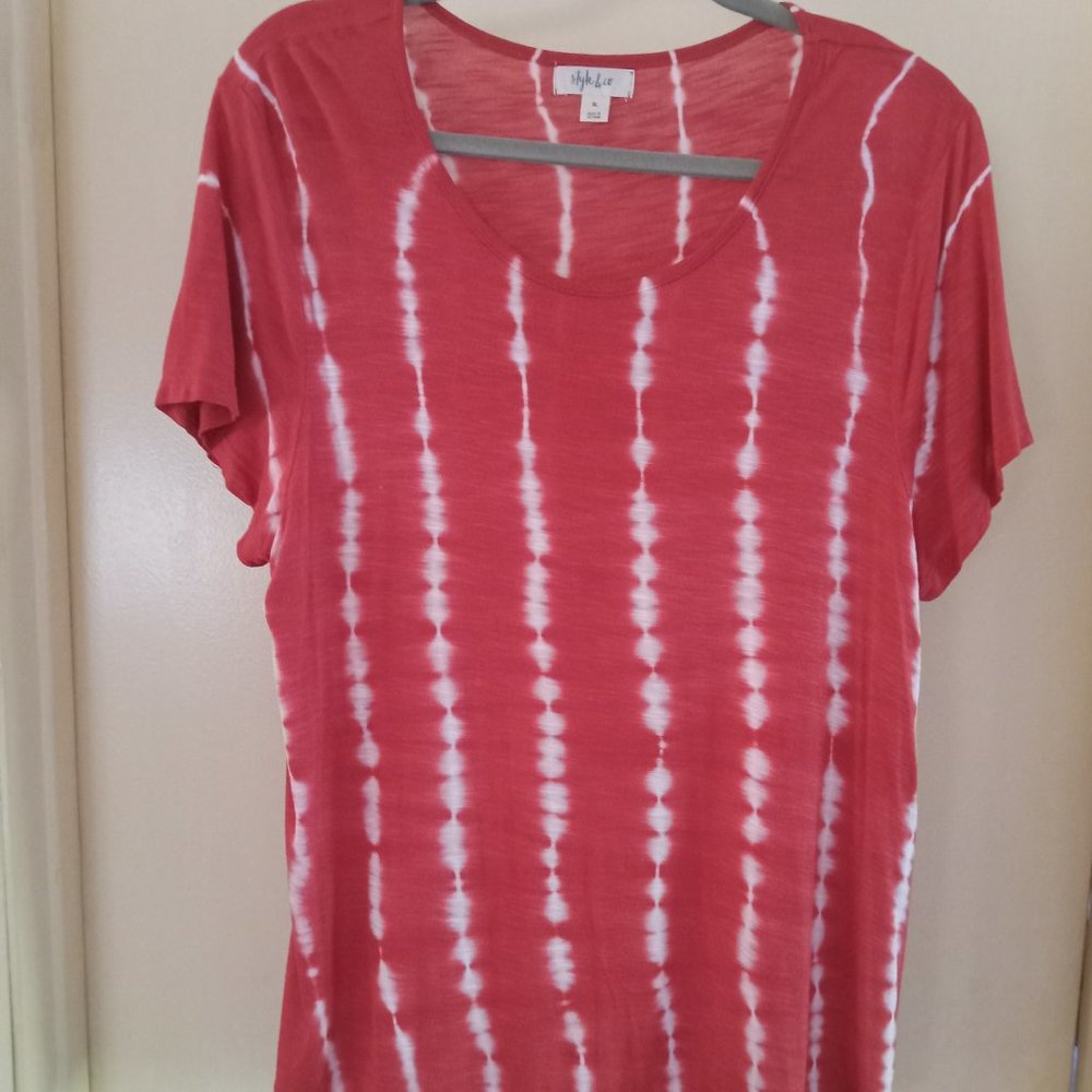Style & Co Tie Dye Coral Tunic Top size XL
